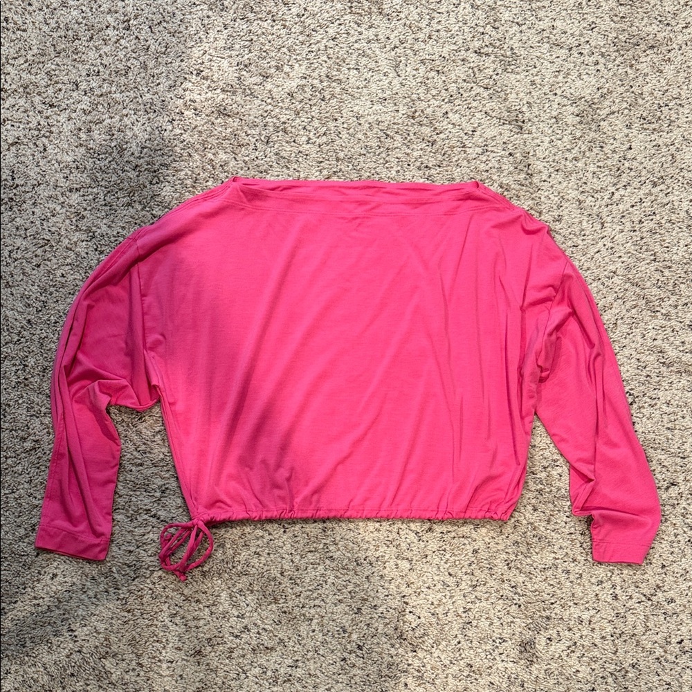 Athleta Fuchsia Long Sleeve boat neck cinch waist